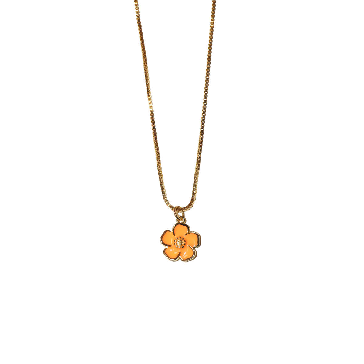 Flower Necklace - Orange