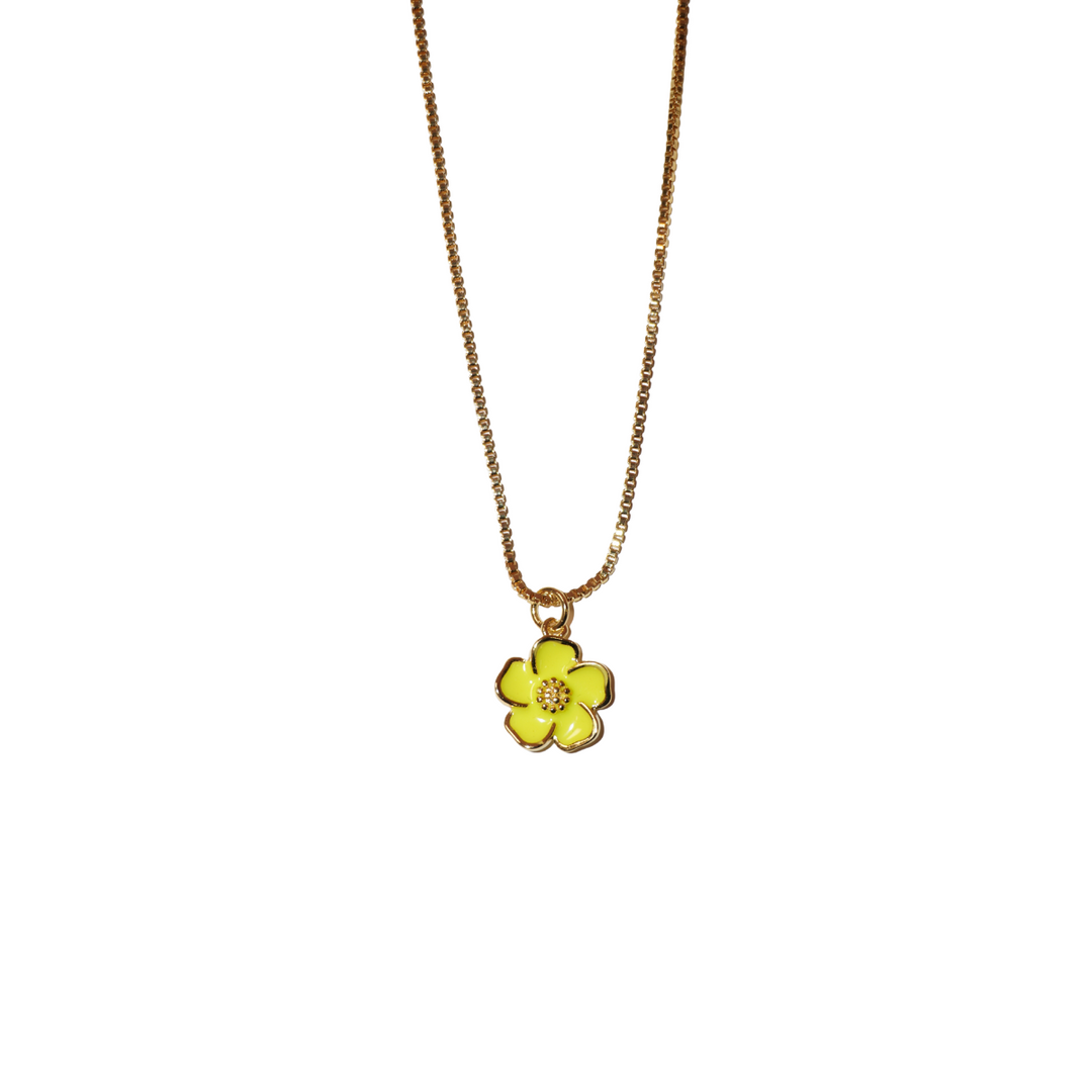 Flower Necklace - Bright Yellow