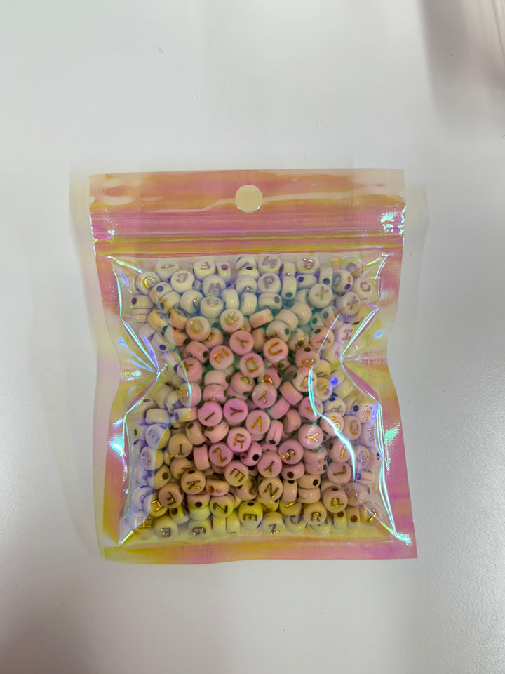 Letter Beads Bag (White&Gold)