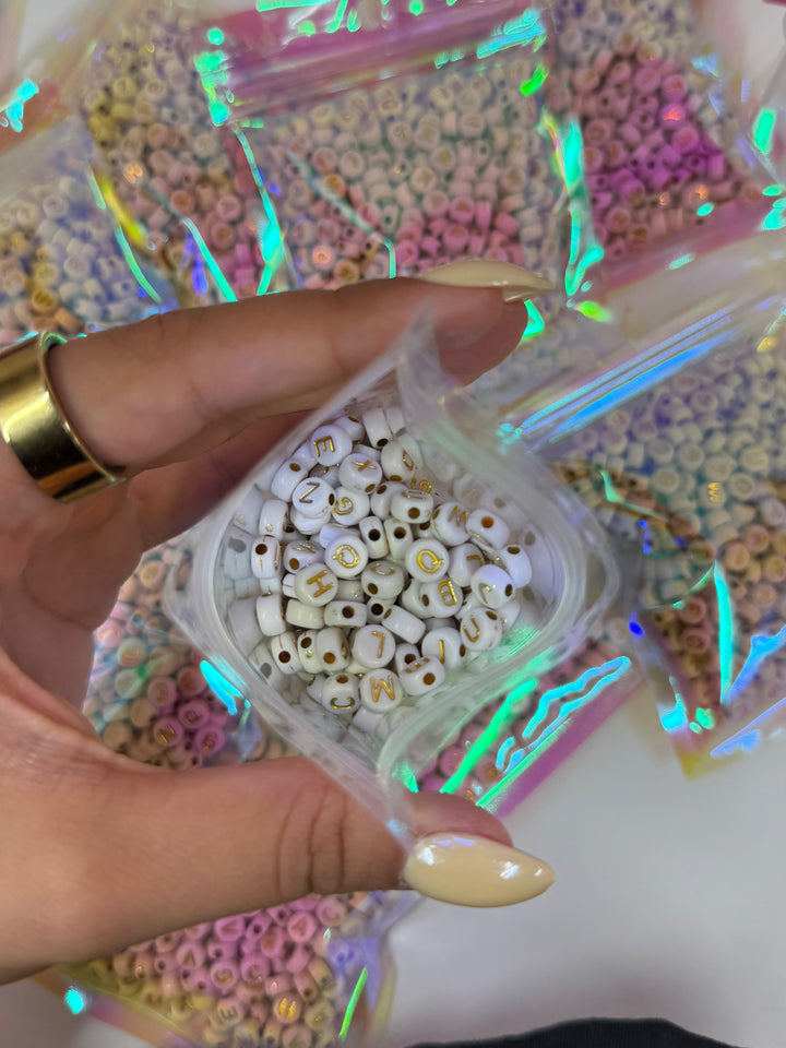 Letter Beads Bag (White&Gold)