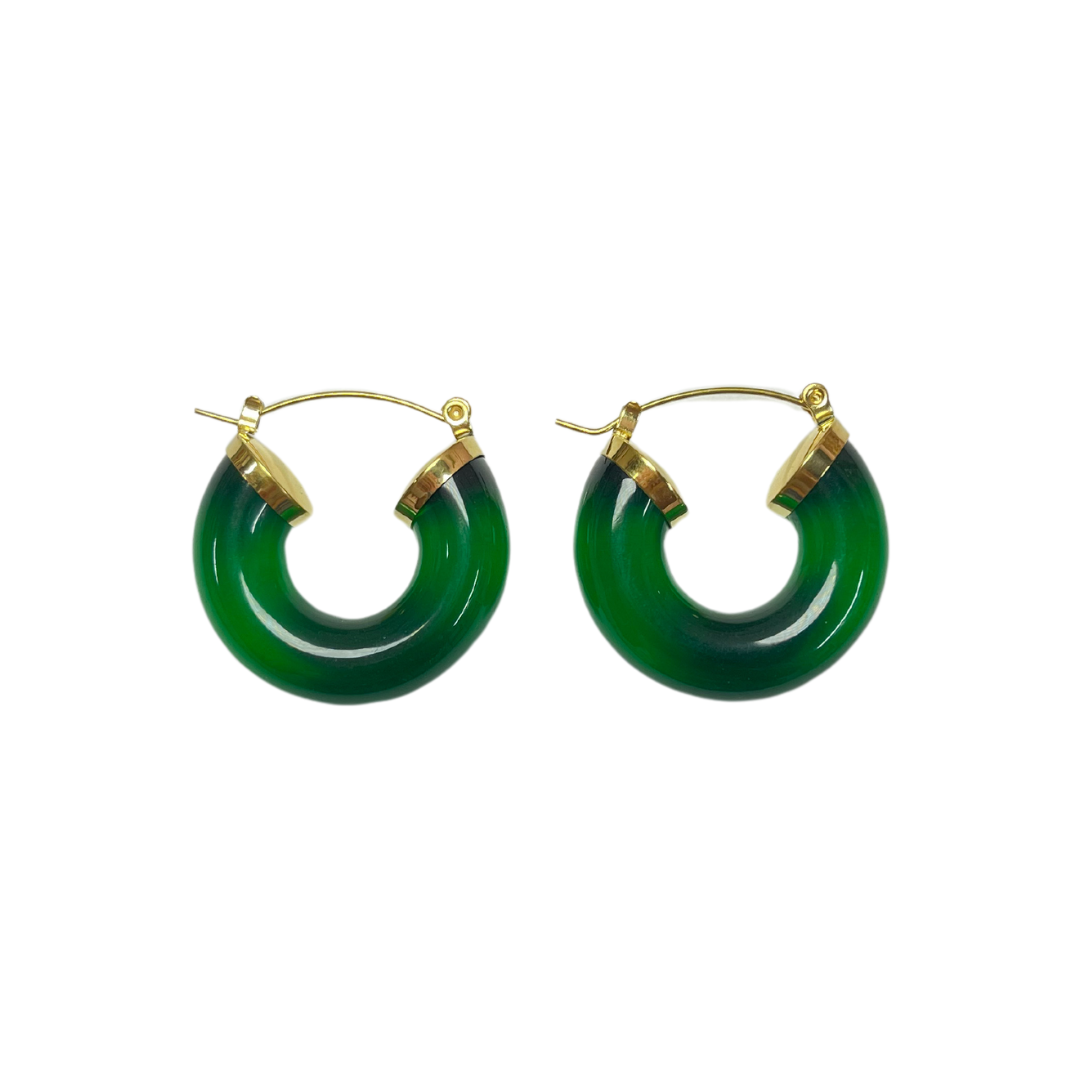 Green Hoop Earrings