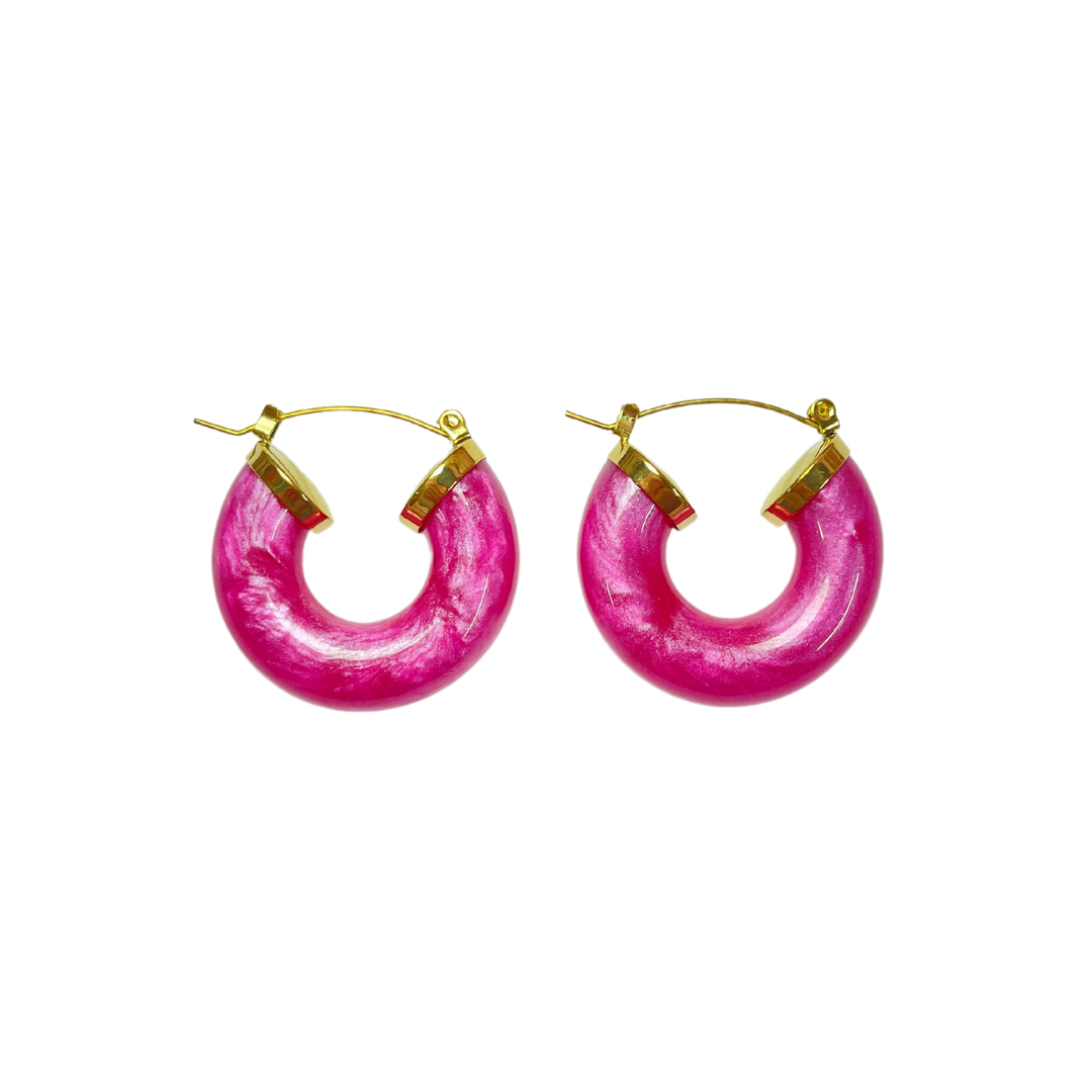 Magenta Hoop Earrings